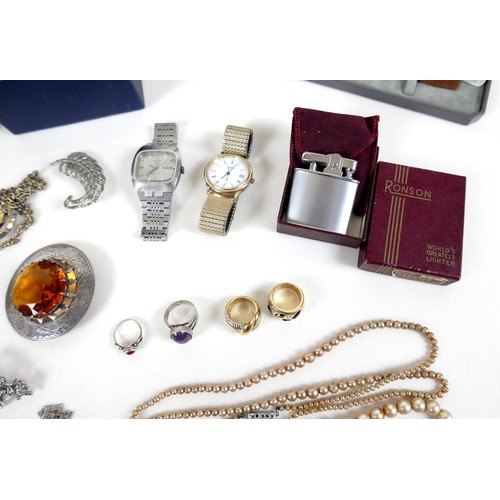 266 - A collection of costume jewellery and watches, including Rotary Automatic, and five other various wr... 