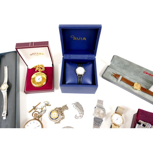 266 - A collection of costume jewellery and watches, including Rotary Automatic, and five other various wr... 