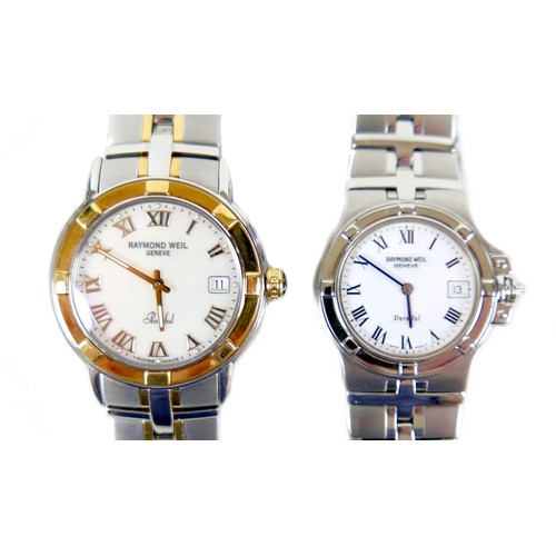 219 - Two Raymond Weil Collection 'Parsifal' stainless steel gentleman's wristwatches, one with gold plate... 