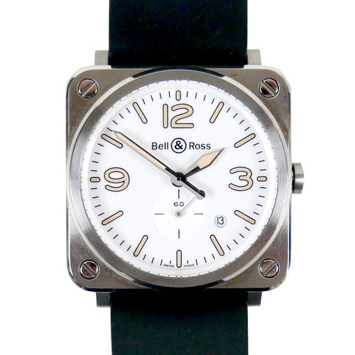 226 - A Bell & Ross stainless steel automatic gentleman's wristwatch, ref BRS-64, with circular white dial... 