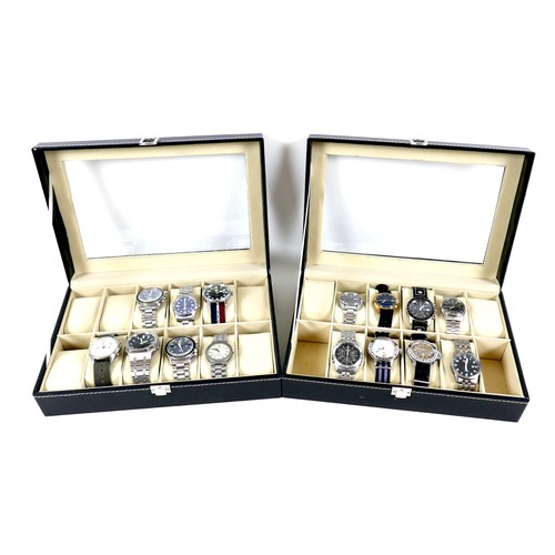 203 - A collection of fifteen modern wristwatches, comprising a Tissot Automatic Seastar, two Seiko, a Cit... 