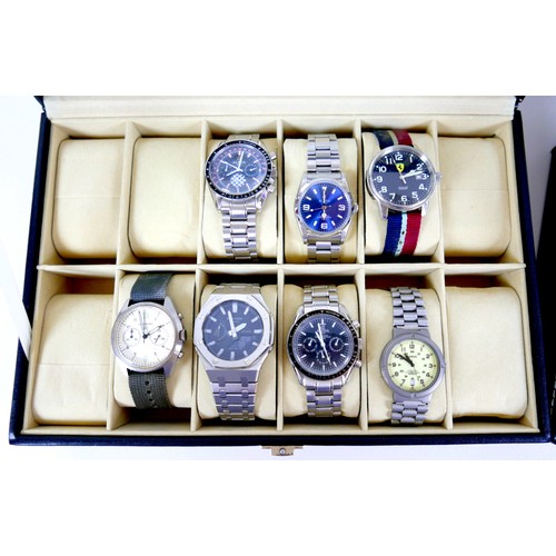 203 - A collection of fifteen modern wristwatches, comprising a Tissot Automatic Seastar, two Seiko, a Cit... 