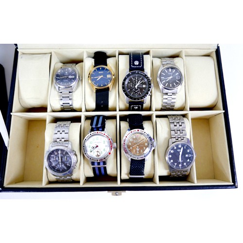 203 - A collection of fifteen modern wristwatches, comprising a Tissot Automatic Seastar, two Seiko, a Cit... 