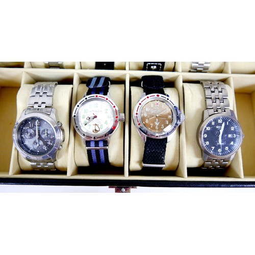 203 - A collection of fifteen modern wristwatches, comprising a Tissot Automatic Seastar, two Seiko, a Cit... 