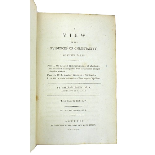 77 - William Paley, Archdeacon of Carlisle: 'A View of the Evidences of Christianity, in Three Parts', in... 