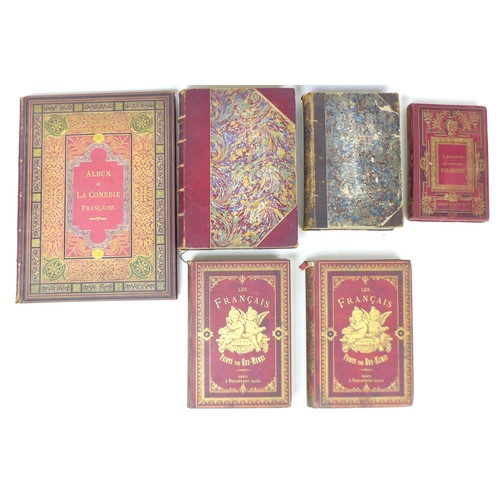 78 - Bindings: a collection of six French late 19th century books, comprising Album de la Comedie Francai... 