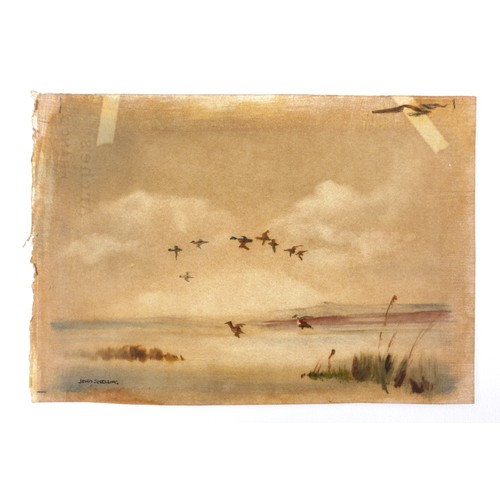 125 - John Snelling FRSA (British, b. 1914): 'Mallards in Flight', signed lower left, watercolour, 21.5 by... 