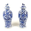 A pair of Chinese porcelain vases, Qing Dynasty, 19th century, each of baluster form, the associated... 