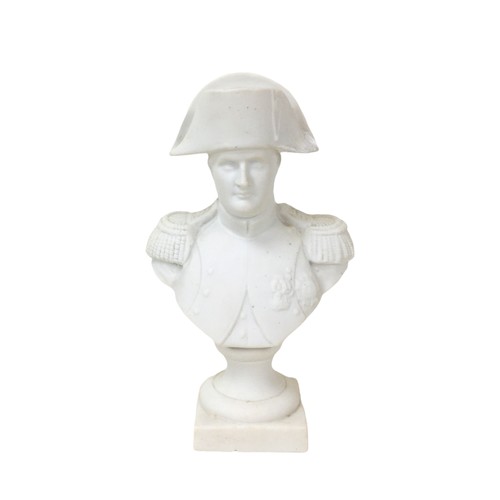45 - A French Parian bust modelled as ‘Napoleon’, 17cm high, together with an unusual 19th century plate,... 