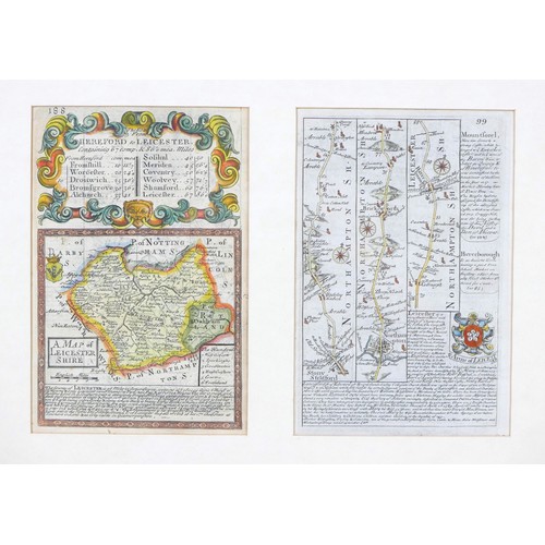 114 - Two 18th century maps, an 18th century engraving, ‘Leicestershire’, framed together with an 18th cen... 