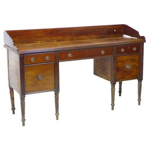 138 - An early Victorian mahogany sideboard server, a/f condition issues requiring restoration, with twin ... 