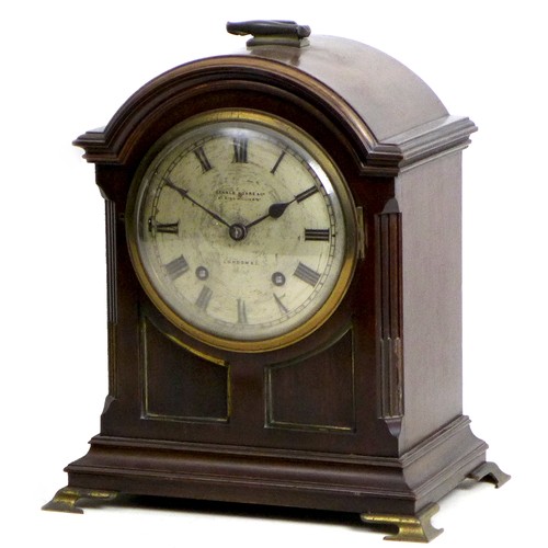 94 - An Edwardian mantel clock, signed 'Searle Hoare & Co, London', silvered dial with Roman numerals, do... 