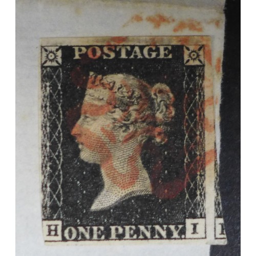 85 - A penny black on cover sent on the 11th of July 1840, cancelled by a red Maltese Cross, three wide m... 