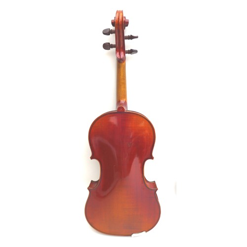 73 - Two German violins, comprising a 3/4 violin, with 'Antonius Stradiuarius Cremonensis Faciebat Anno 1... 