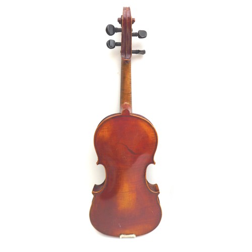 73 - Two German violins, comprising a 3/4 violin, with 'Antonius Stradiuarius Cremonensis Faciebat Anno 1... 