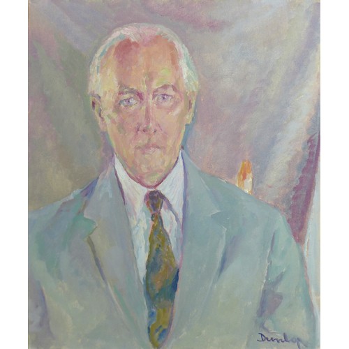 134 - Ronald Ossory Dunlop (Irish, 1894-1973): a half portrait of a seated gentleman, oil on canvas, 60 by... 