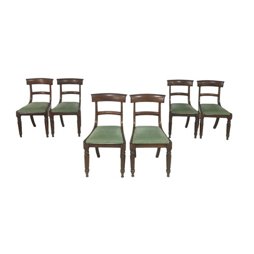 189 - Six William IV mahogany dining chairs, with 
curve top and central rail backs, drop in upholstered s... 