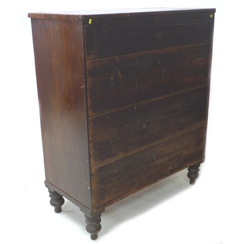 187 - A Regency mahogany bow front chest, of two short over three long drawers, raised on bracket feet, 10... 