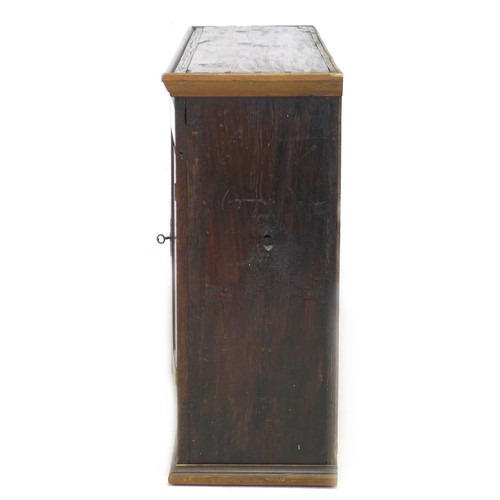 178 - An 18th century oak cupboard, with brass H hinges to twin doors enclosing two shelves, 120 by 32.5 b... 