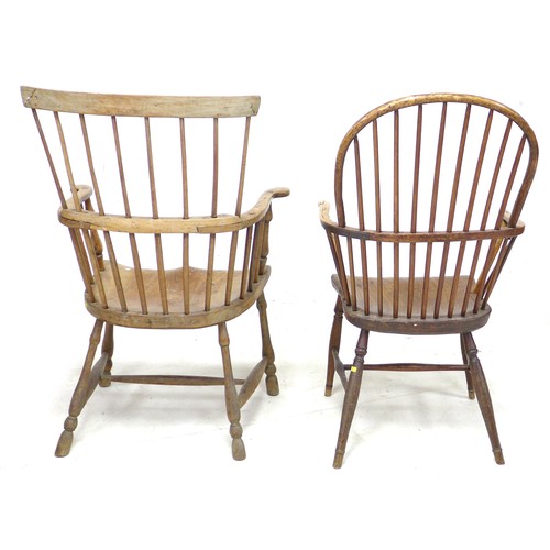 209 - A group of six chairs, including two Windsor armchairs, and a Lancashire comb back chair, 59 by 65 b... 