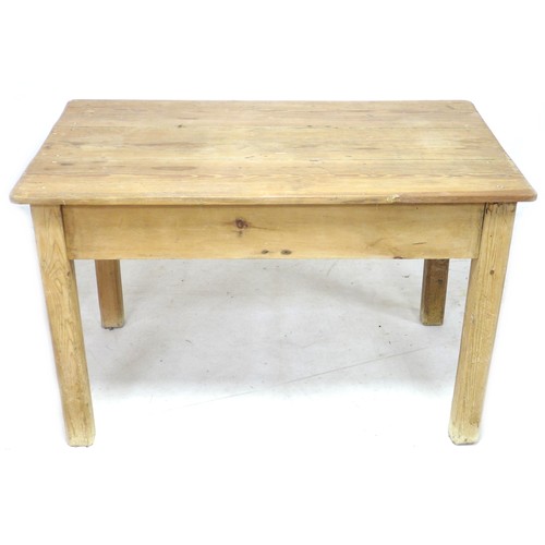 174 - A Victorian pine two drawer table, 121.5 by 75 by 73.5 cm high.