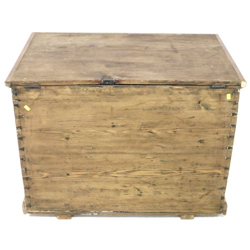 149 - A Victorian pine blanket chest, with metal carry handles, 78.5 by 50.5 by 57.5 cm high.