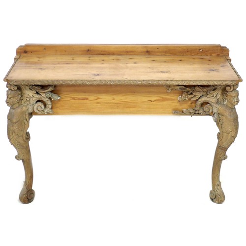 177 - A pair of 18th / 19th century Italian carved wooden pier table legs fitted to a modern pine frame, c... 