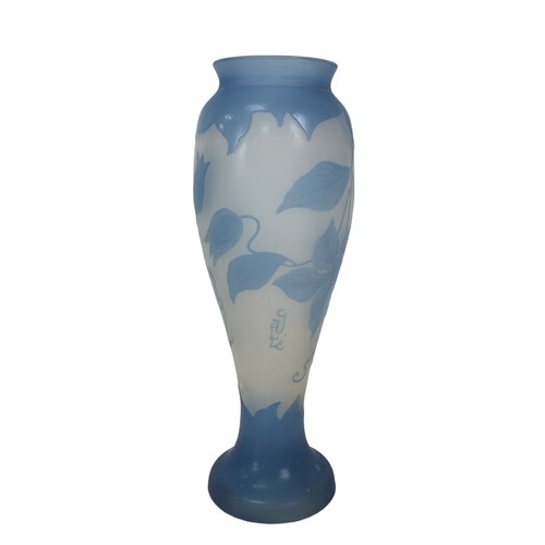 17 - A Galle style blue vase, marked 'Tip', with floral pattern design, 20.5cm high.