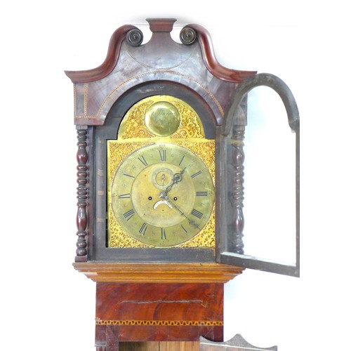 136 - An 18th century mahogany long case clock, by T. Planner London, with brass Roman numeral dial, 34cm ... 