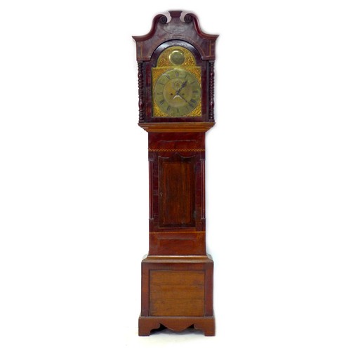 136 - An 18th century mahogany long case clock, by T. Planner London, with brass Roman numeral dial, 34cm ... 