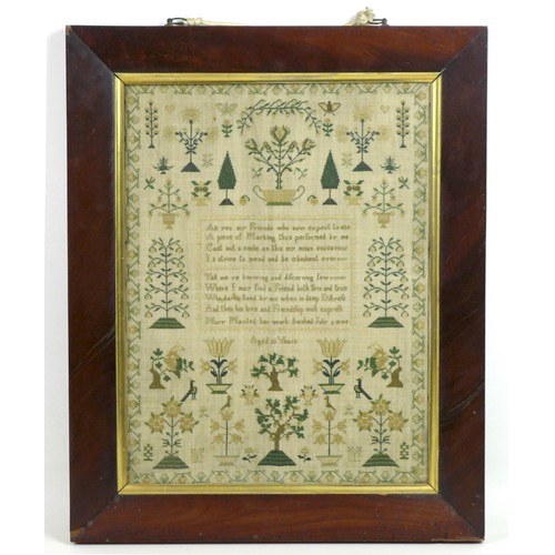 112 - An early Victorian textile sampler, Mary Maxted her work finished 1840 aged 10,  42.5 by 32cm glazed... 