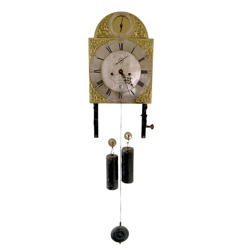 137 - A late 18th century movement for a long case clock, by Thomas Rayment, Stamford, brass arched dial w... 