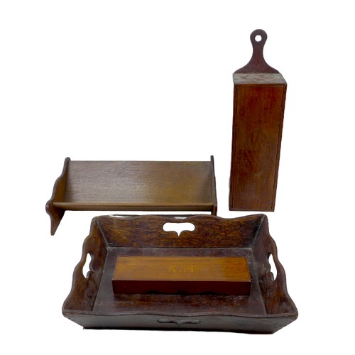 56 - A group of wooden items, including a book stand, 43 by 23 by 13 cm high. (4)