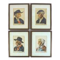 Pierre Jaillet (French, 1893-1957): A group of four portraits of French workers, 15.5 by 10.5cm, fra... 