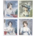 Sydney E. Wilson (British, b. 1869): a group of four coloured mezzotints of female portraits, all pe... 