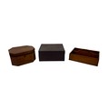 Three 19th century and later wooden containers, comprising a sewing box containing three silver thim... 