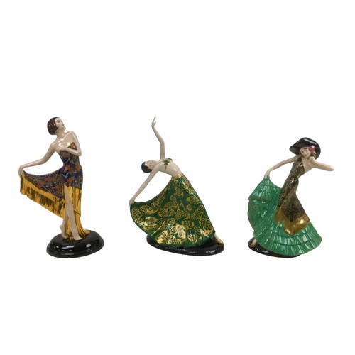 20A - Three limited edition Coalport figurines of Art Deco ladies, comprising 'The Dancer' numbered 459/20... 