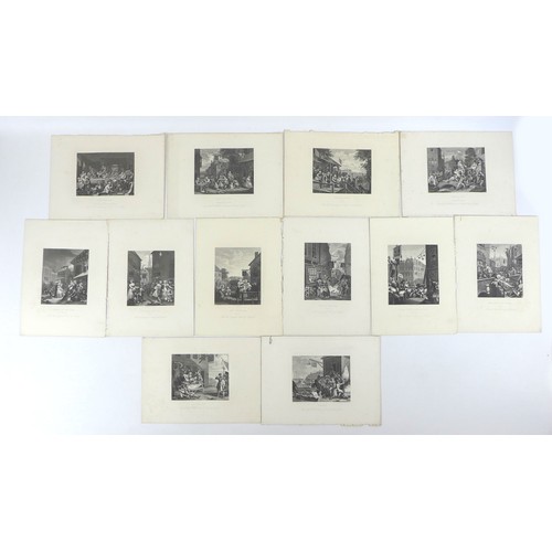 99 - A collection of twelve unframed Hogarth prints, comprising 'The Election' (four plates), 'Times of t... 