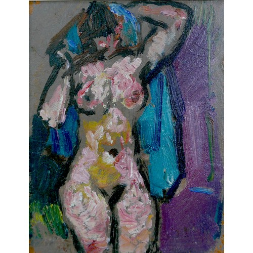 140 - Gabor Miklossy (Romanian, 1912-1988): A pair of impressionistic preparatory female nude studies, oil... 