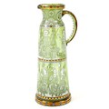 A 19th century Lobmeyr glass ewer, decorated with medieval courtly scenes, titled to a banner 'Der S... 