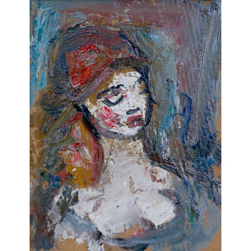 133 - Gabor Miklossy (Romanian, 1912-1988): two oil on board studies of a female models, both unsigned, co... 