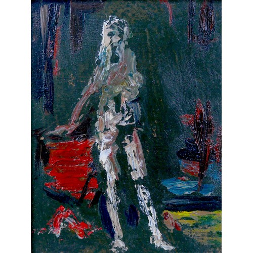 133 - Gabor Miklossy (Romanian, 1912-1988): two oil on board studies of a female models, both unsigned, co... 