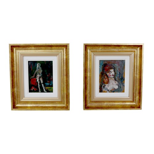 133 - Gabor Miklossy (Romanian, 1912-1988): two oil on board studies of a female models, both unsigned, co... 