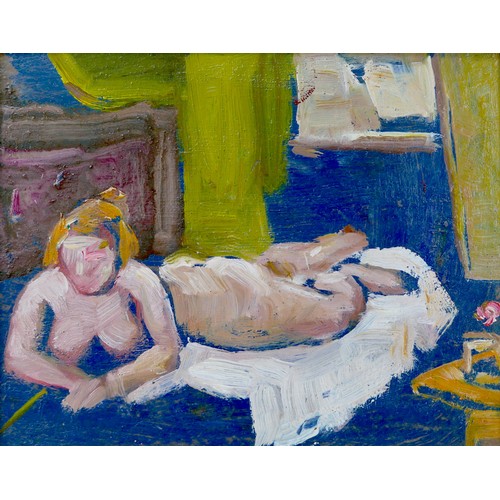 136 - Gabor Miklossy (Romanian, 1912-1988): two oil on board female nude studies, both unsigned, comprisin... 