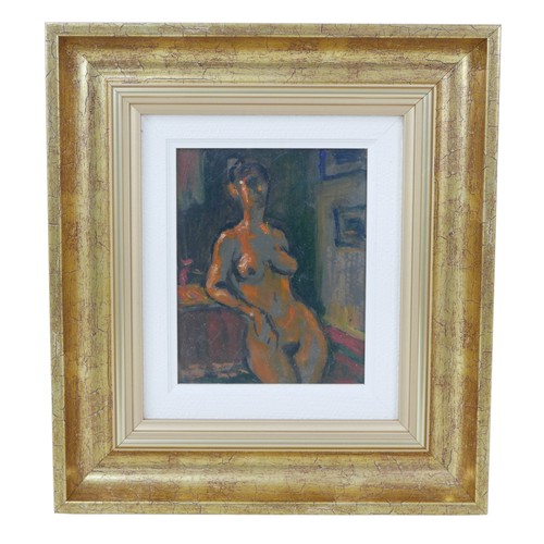 122 - Gabor Miklossy (Romanian, 1912-1988): an impressionist study of a shadowy female nude in a resting p... 