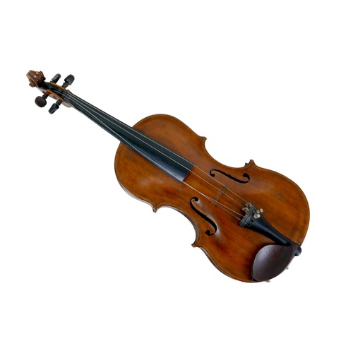 71 - A 19th century continental violin, with handwritten French label dated '1845', doubling purfling, on... 