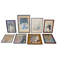 Eight early 19th century and later Japanese prints, including after Hiroshige, an Assassin, 35.5 by ... 