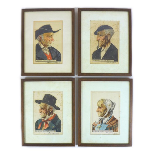 117 - Pierre Jaillet (French, 1893-1957): A group of four portraits of French workers, 15.5 by 10.5cm, fra... 