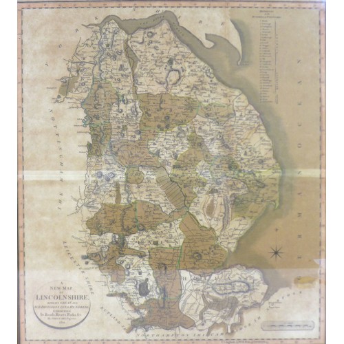 103 - John Cary (British, 1754-1835): a map of Lincolnshire, dated 1801, framed and glazed, 60 by 51cm.