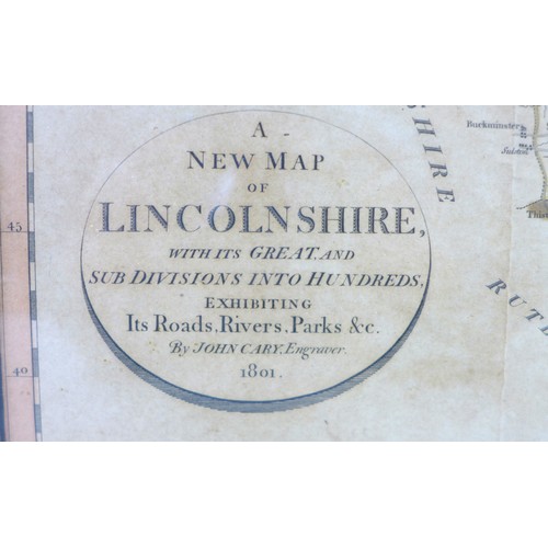 103 - John Cary (British, 1754-1835): a map of Lincolnshire, dated 1801, framed and glazed, 60 by 51cm.